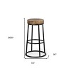 HomeRoots 26" Natural and Black Solid Wood and Iron Backless Counter Height Bar Chair - 3 of 4