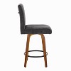 LumiSource Set of 2 Hank Counter Height Barstools Walnut Wood/Black Fabric - 3 of 4
