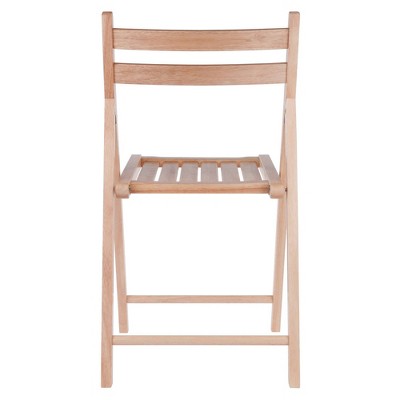 Natural Wood Armless Folding Reception Chairs, Set of 4