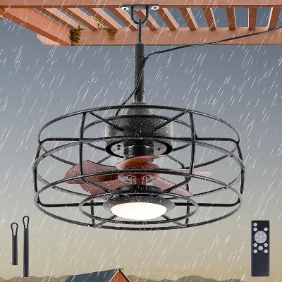 HUMHOLD 20" Outdoor Ceiling Fan with Light, Gazebo Fan, Plug in Ceiling Fan, Waterproof Fans (16.4ft Wire Length)
