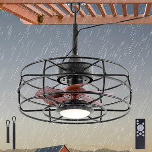HUMHOLD 20" Outdoor Ceiling Fan with Light, Gazebo Fan, Plug in Ceiling Fan, Waterproof Fans (16.4ft Wire Length) - 1 of 4