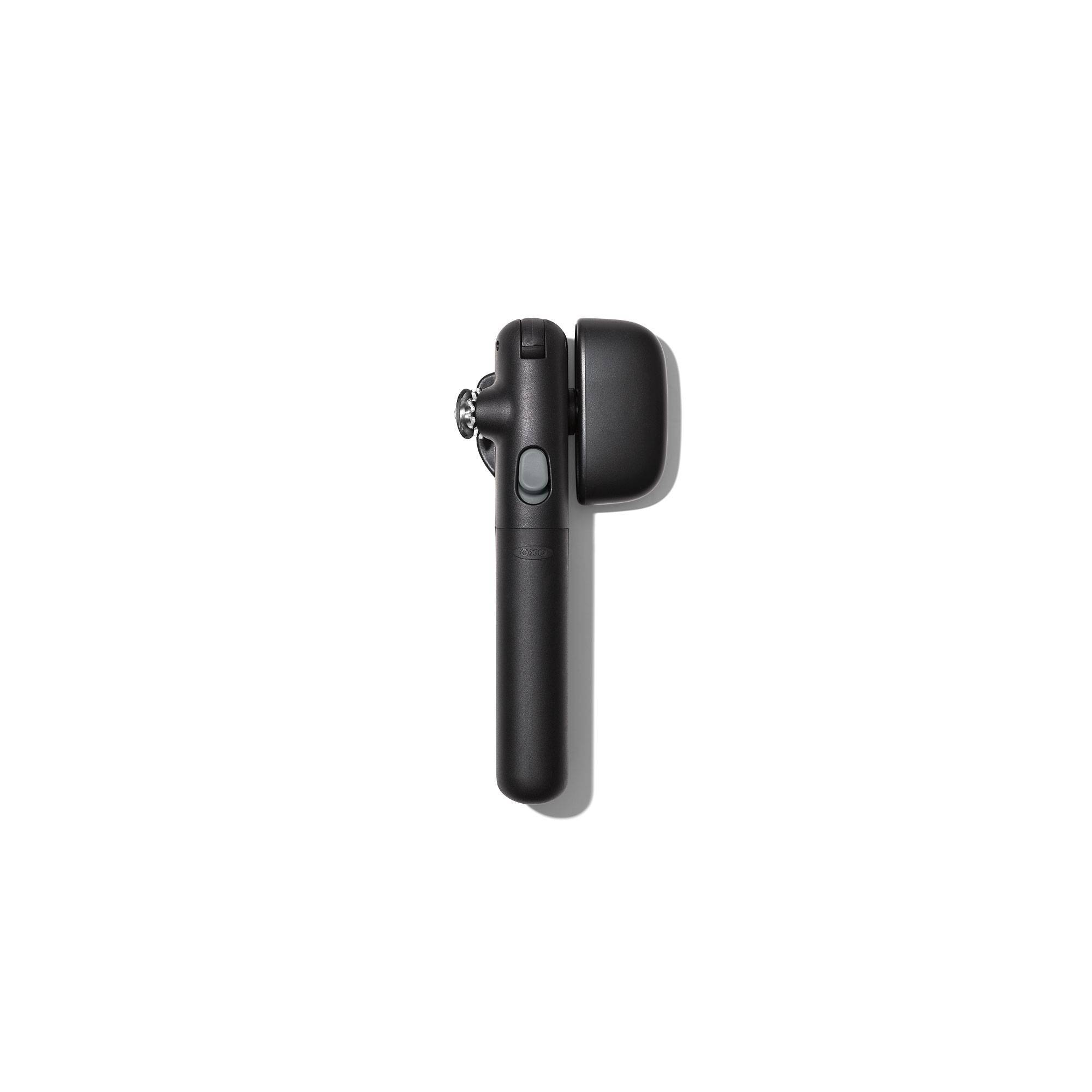 OXO Locking Can Opener: Manual Soft-Grip Handle, Stainless Steel, Black, Hand Wash, Freestanding, Lifetime Warranty