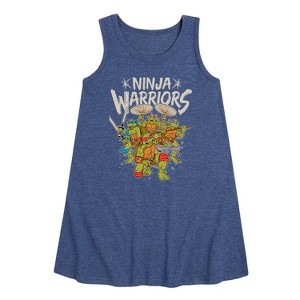 - Teenage Mutant Ninja Turtles - Leo and Brothers Ninja Warriors Graphic Sleeveless Aline Dress - 1 of 4