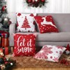 Christmas Pillow Covers Set of 4 Velvet Holiday Decor with Snowflakes Trees Deer Patterns, 18x18 Inch - 2 of 4