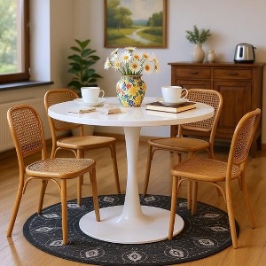 Hooseng Round Dining Table with MDF Table Top and Metal Base, Mid-Century Modern Dining Room Table for 2 - 4 Person - 1 of 4