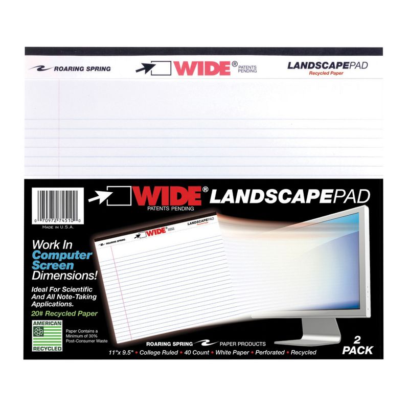Roaring Legal Pad, 11 x 9-1/2 Inches, White, 40 Sheets, Pack of 2, 1 of 4