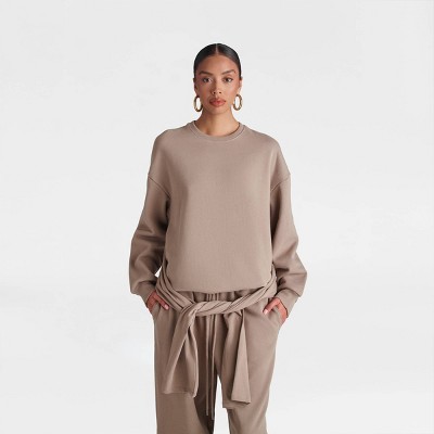 KBB by KAHLANA Women's Long Sleeve 'The Double Layer Crewneck Sweatshirt' -