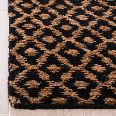 Handmade Black and Gold Wool Bohemian Area Rug