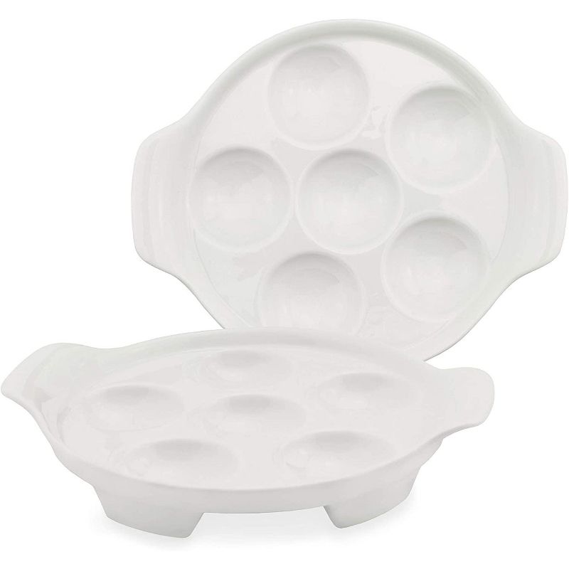 Cornucopia Brands White Ceramic Escargot Plates 2pk; 6.5in Footed Dishes, Oven Safe, 1 of 6