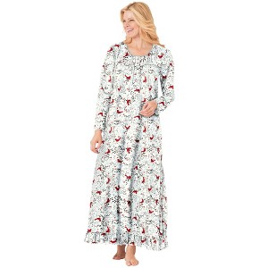 Dreams & Co. Women's Plus Size Long-Sleeve Gown - 1 of 4