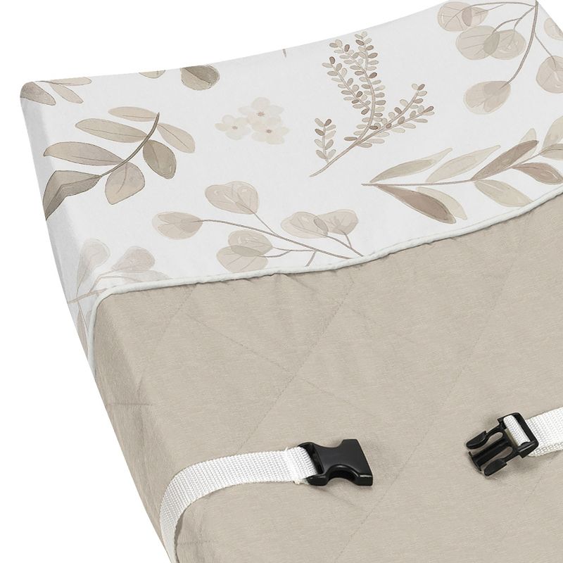 Sweet Jojo Designs Boy or Girl Gender Neutral Unisex Changing Pad Cover Botanical Leaf Linen Collection Taupe and White, 4 of 7