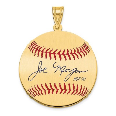 Black Bow Jewelry 14K Gold Plated Joe Morgan Signature MD Enamel Baseball Pendant