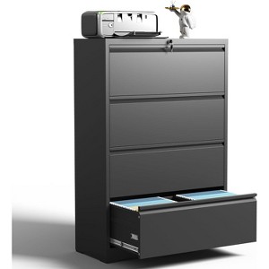 YONWAY 4 Drawer Lateral File Cabinet with Lock, Steel File Storage Cabinet, for Legal/Letter/A4/F4 Size, for Home Office and School - 1 of 4