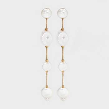 Linear Pearl Drop Earrings - A New Day™ Gold/White
