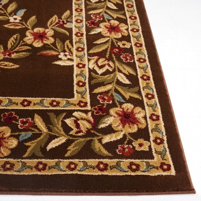 Brown Floral Trellis 12' x 15' Synthetic Area Rug