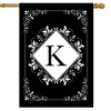 Briarwood Lane Double Sided House Flag 40x28 For Outdoor Black and White Monogram K House Flag - 2 of 4