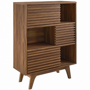 Modway Render Three-Tier Display Storage Cabinet Stand Walnut - 1 of 4