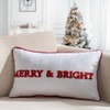 14"x24" Oversized Merry & Bright Embroidered Lumbar Throw Pillow White - Evergrace - 2 of 4