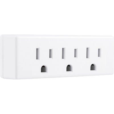 GE 3 Outlet Grounded Tap White: 3 Plug Wall Outlet Extender, UL Listed, 15A, Outlet Splitter