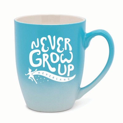 Elanze Designs Never Grow Up Neverland Two Toned Ombre Matte 10 ounce New Bone China Coffee Tea Cup Mug, Teal and White