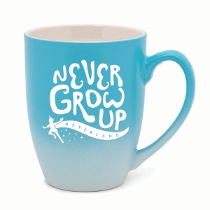 Elanze Designs Never Grow Up Neverland Two Toned Ombre Matte 10 ounce New Bone China Coffee Tea Cup Mug, Teal and White - 1 of 4