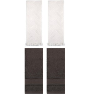 REGALWOVEN 4 Pcs Bathroom Decorative Cotton Soft Absorbent Sold Striped Hand Towel - 1 of 4
