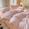 Pink White Plaid Duvet Cover Set with Pillow Shams, 3pcs Soft Microfiber Farmhouse Bedding - 2 of 4