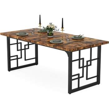 Tribesigns 63" Rectangular Dining Table, Wooden Kitchen Table, Industrial Dinner Table for Kitchen, Dining Room, Living Room