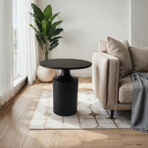 Royal Hampton 20 Inch Modern Round Iron Side Table with Pedestal Base - 1 of 4