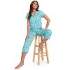 Casual Nights Women's Rayon Printed Short Sleeve Capri Pajama Set - 2 of 4