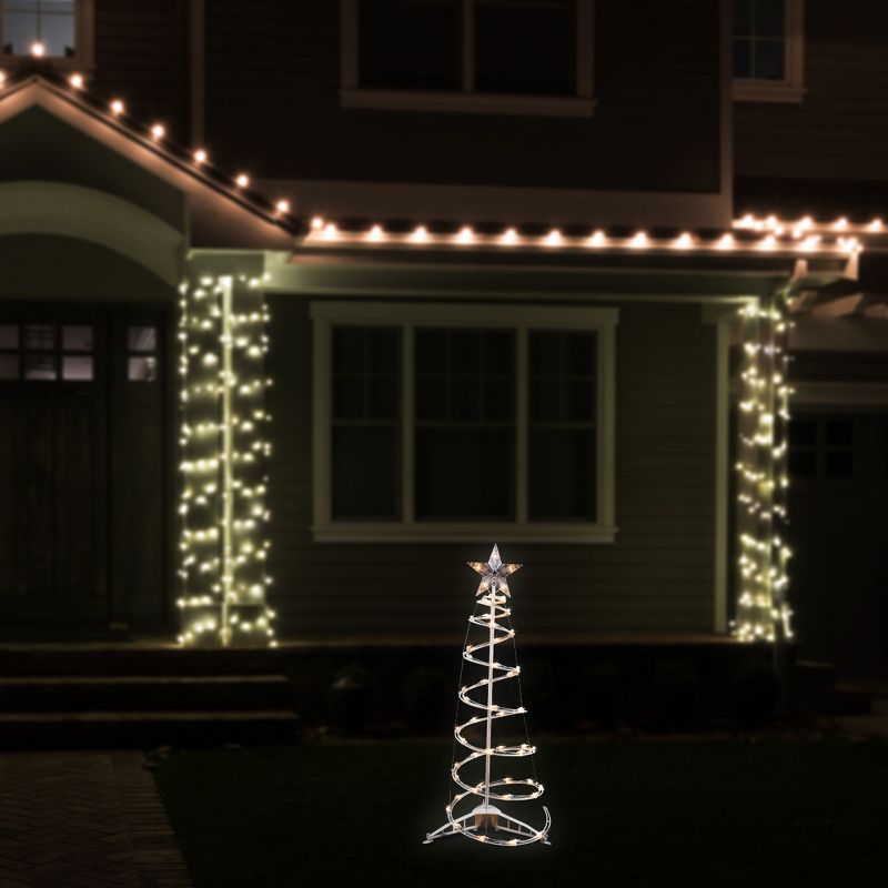 Northlight 3' Lighted Spiral Cone Tree Outdoor Christmas Decoration, Clear Lights, 4 of 9