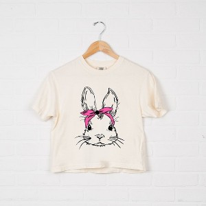 Simply Sage Market Women's Bunny With Bandana Short Sleeve Relaxed Fit Cropped Tee - 1 of 4