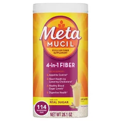 Metamucil Daily Psyllium Husk Powder Supplement with Real Sugar, 4-in-1 Fiber for Digestive Health - 28.1oz