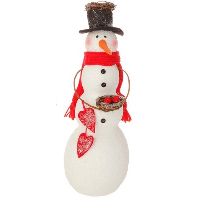 Raz Imports Alpine Chic Snowman Holding Bird Nest Christmas Decoration - 18"