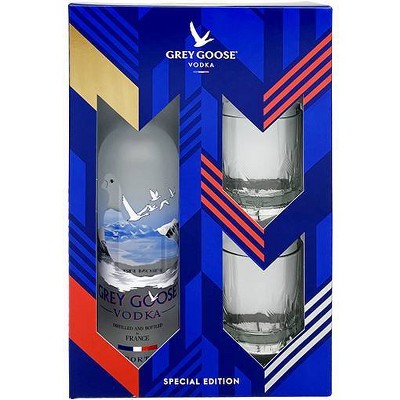 Grey Goose Original Vodka with Two Rocks Glasses Gift Set - 750ml Bottle