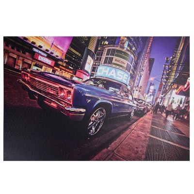 Northlight LED Lighted NYC Times Square with Classic Chevrolet Car Canvas Wall Art 15.75" x 23.5"