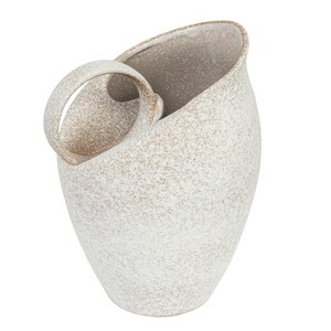 Storied Home 9 Inches 82-Ounce Textured Stoneware Pitcher in Reactive Glaze, White - 1 of 4
