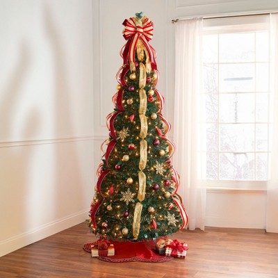BrylaneHome 7.5 Ft Fully Decorated Pre-Lit Pop-Up Christmas Tree