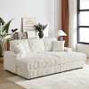 KWPZQEB 84'' Modern Sofa, Comfy Cloud Couch with 2 Ottoman & 2 Pillows, Deep Seat Corduroy 3 Seat Sofa for Living Room - 3 of 4