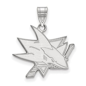 Black Bow Jewelry Sterling Silver San Jose Sharks NHL Large Pendant - 1 of 3