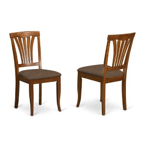 East West Furniture, Avon Chair for dining room with Linen Fabric Seat - Saddle Brow Finish - 1 of 2
