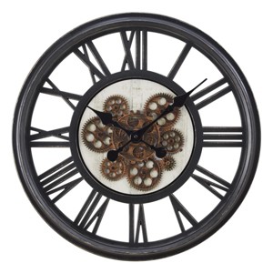 FONTOI Wall Clocks 20inch Gear Mechanism Round Wall Clock Metal Decorative Hanging Clock Decorative Timepiece, Room Decor, Black, 20"*20"*2.75" - 1 of 4
