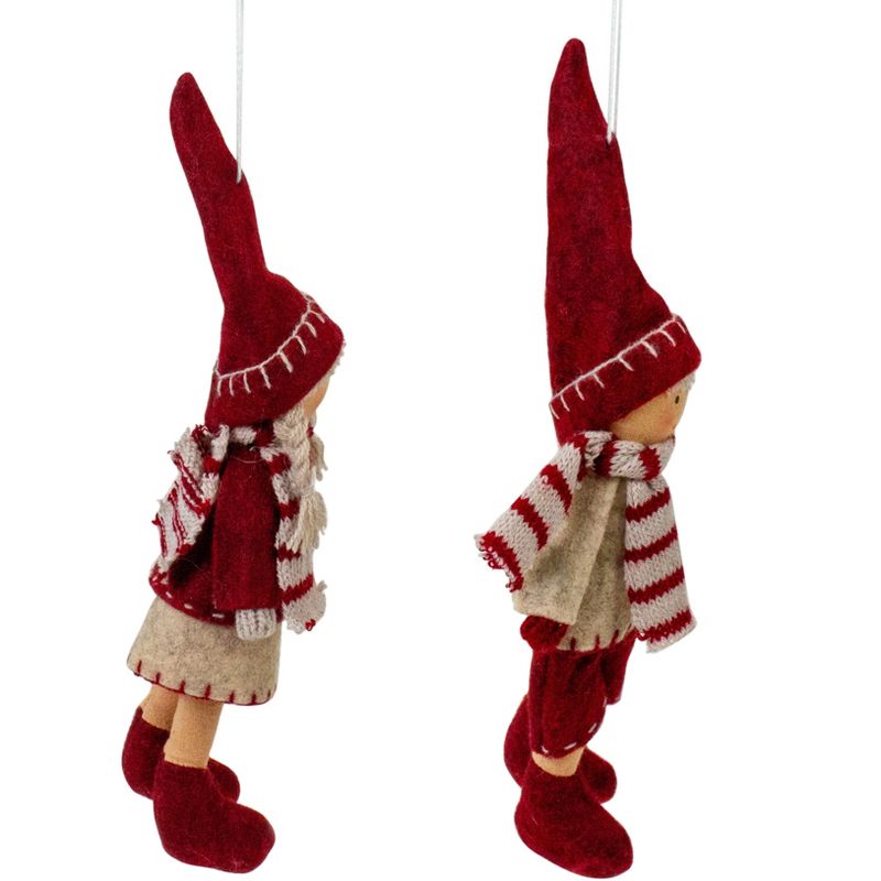 Northlight Set of 2 Boy and Girl Hanging Doll Christmas Ornaments 8", 5 of 6