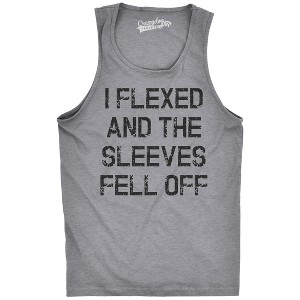 Mens I Flexed and the Sleeves Fell Off Tank Top Funny Sleeveless Gym Workout Shirt - Crazy Dog Men's Tank Top - 1 of 4