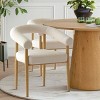 Modern Dining Set for 4 ,Oak Wood 46" Round Dining Table with Upholstered Boucle Dining Chairs with Curved Arm and Back for Small Space-Tanpinhause - 3 of 4