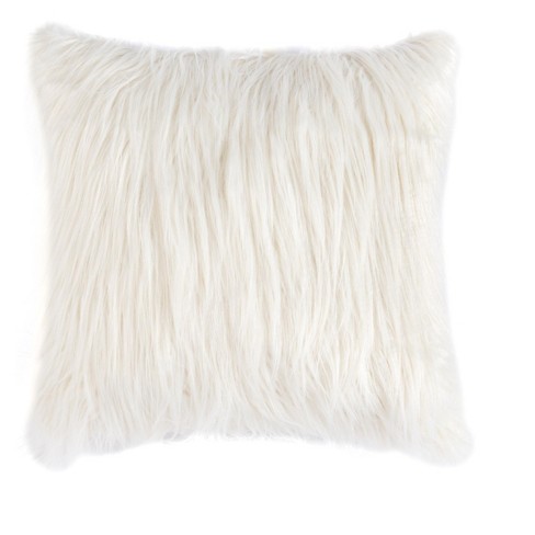 White shag throw sales pillow