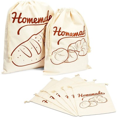 Farmlyn Creek 6 Pack Cotton Bags for Homemade Bread Storage (2 Sizes)