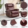 Genuine Leather Swivel Recliner Chair, Manual Rocker Recliner Chair with Heat and Massage, Living Room Single Lounge Sofa Chair-Koiai - 3 of 4