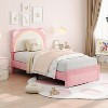 Twin XL Bed Frame for Kids,Upholstered Platform Bed Frame with Adjustable Headboard,Drawer & Led Light - 2 of 4
