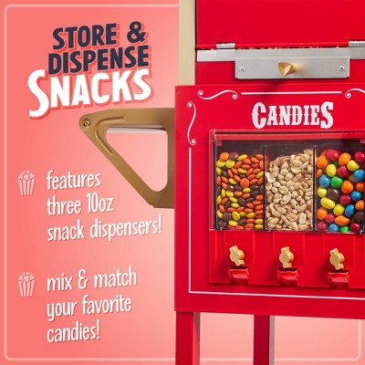 Nostalgia Red Vintage Popcorn Cart with Candy Dispenser
